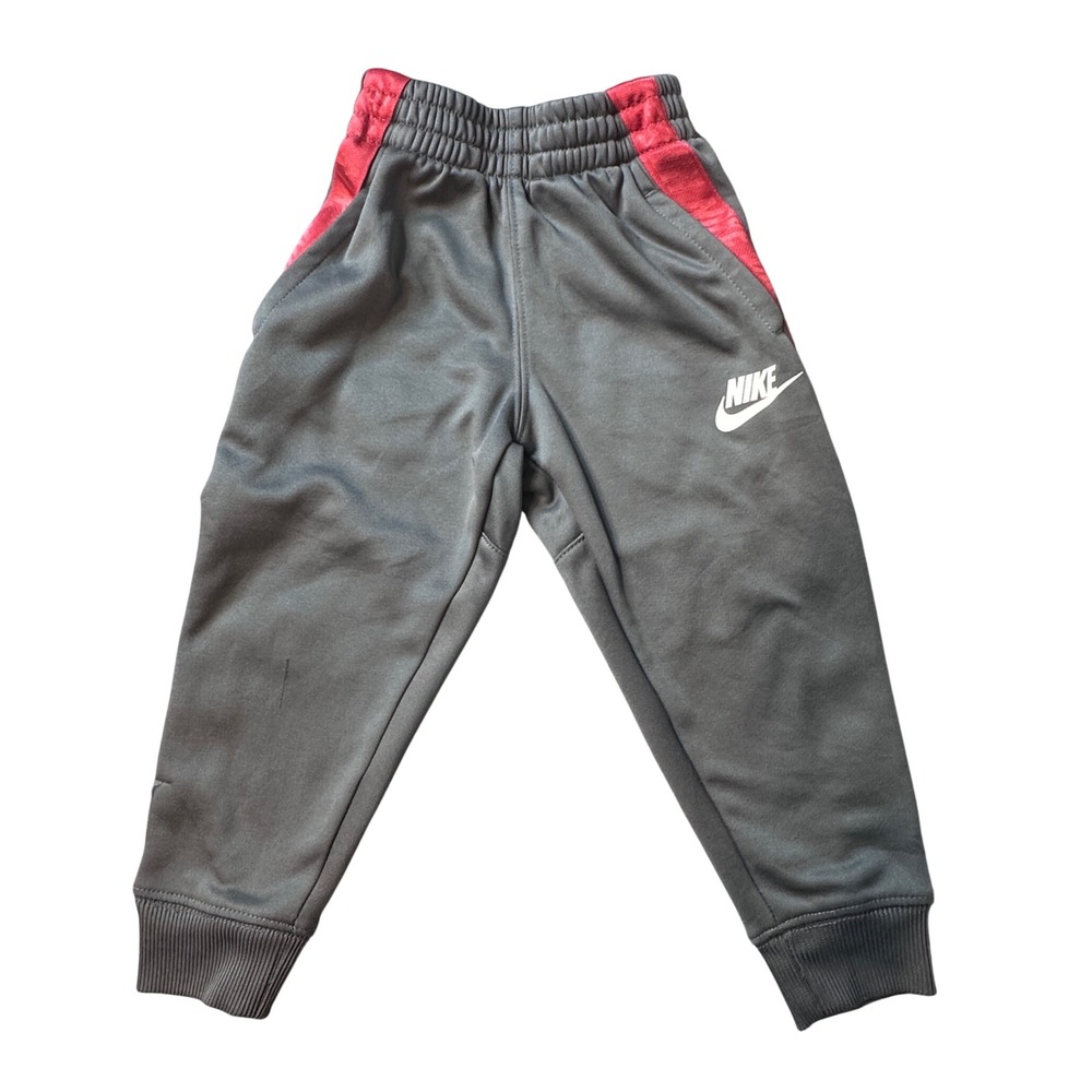 Nike Joggers Kids 2T Grey Red Stripe Athletic Sweatpants Activewear Snag
